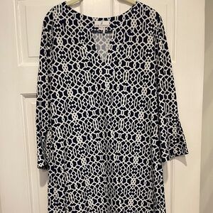 Jude Connally Dress Megan Women’s Size L Blue Geometric Slit Sleeve